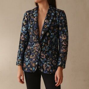 Self-Portrait Floral Embroidered Sequin Blazer Size Small